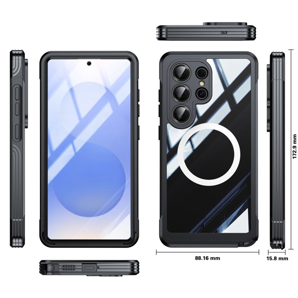 Samsung Galaxy S26 Ultra MagSafe -kuori näytönsuojalla - musta