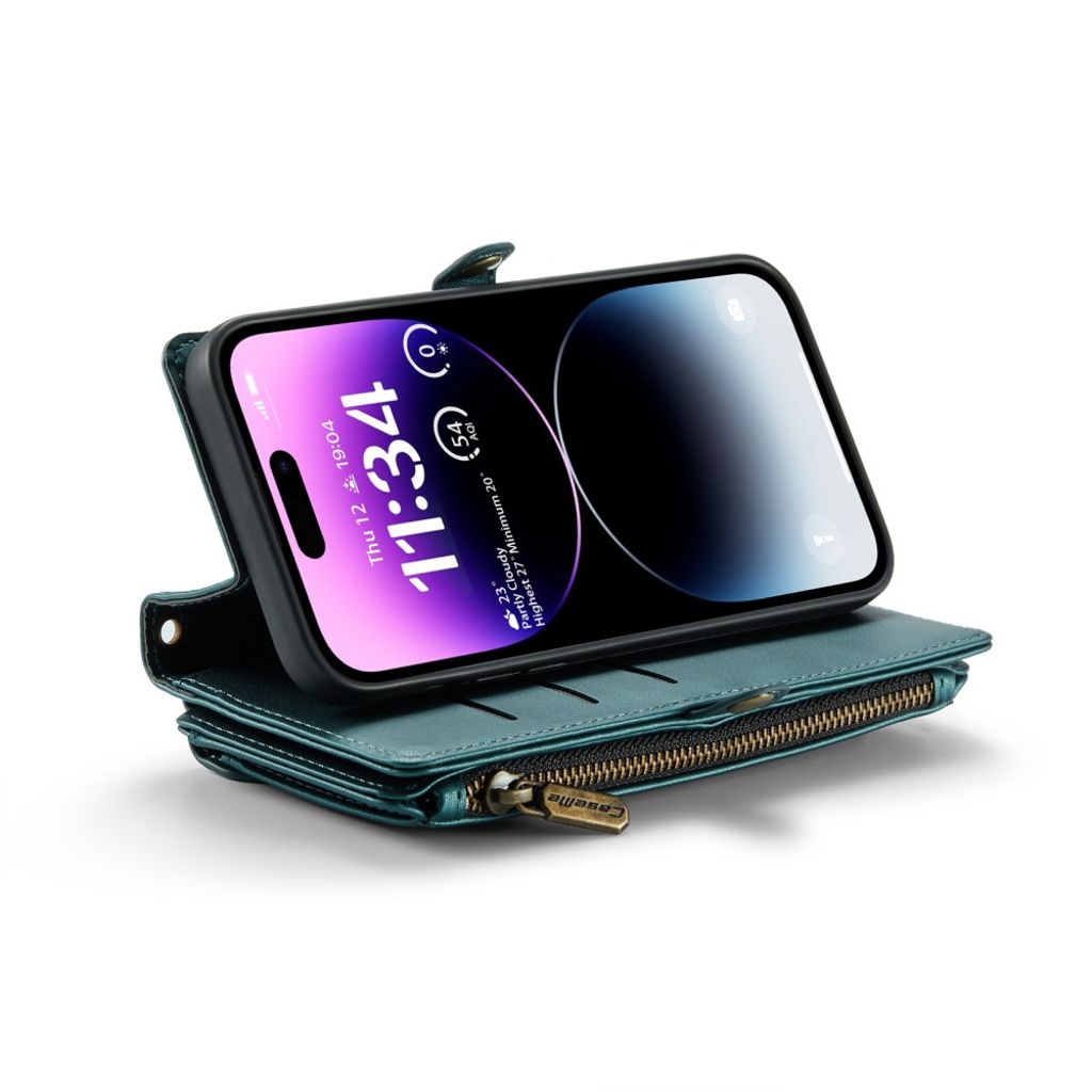 CASEME iPhone 14 Pro Max Pungcover Kortholder Stativ – Grøn