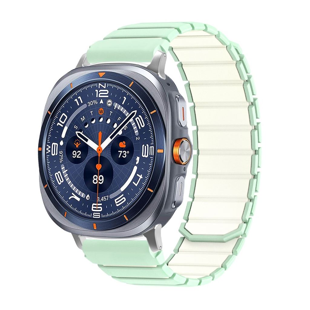 Samsung Galaxy Watch9/9 Classic/8/8 Classic Tofarget magnetisk silikon klokkerem - Cyan