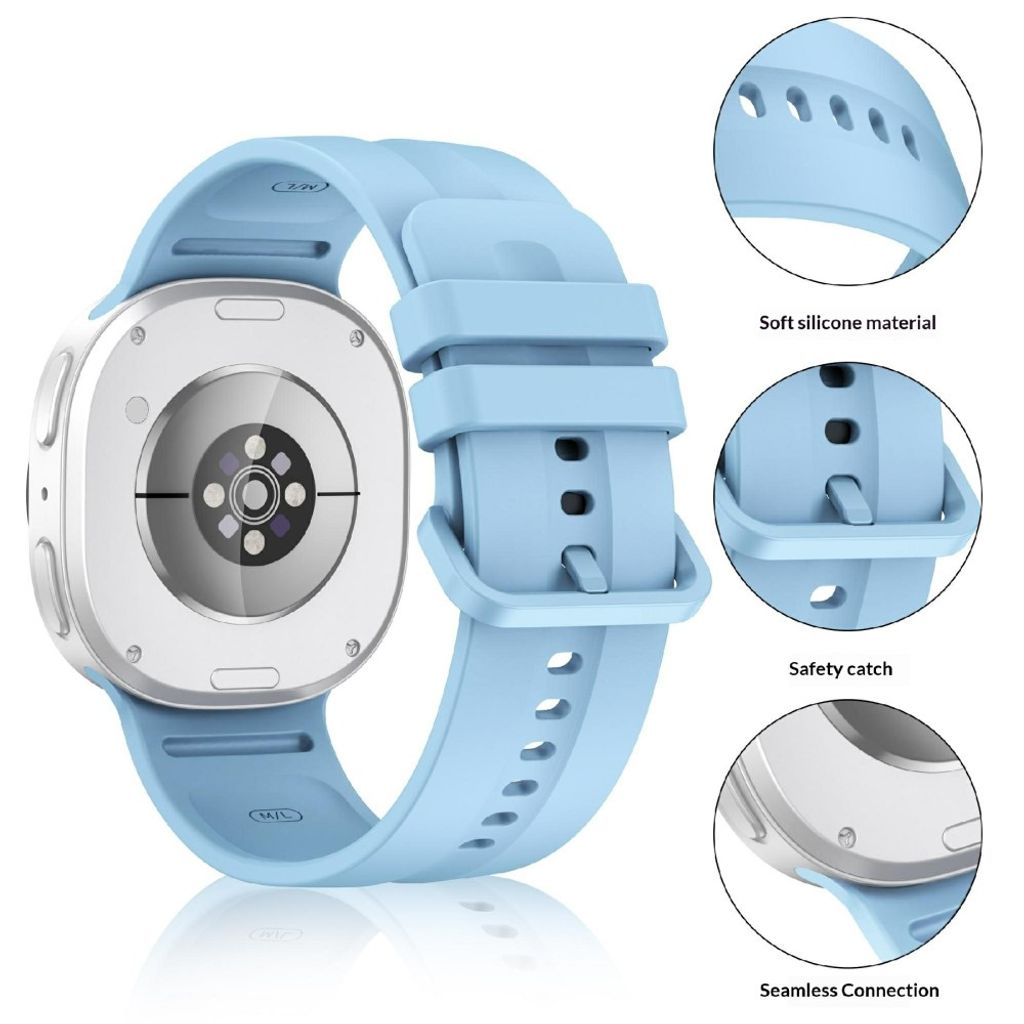 Samsung Galaxy Watch9/8/8 Classic Ensfarget silikon klokkerem L - Lysblå