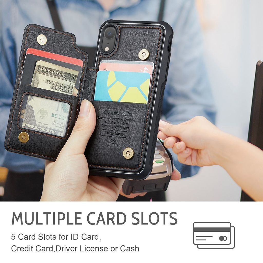 CASEME iPhone XR Plånboksskal RFID-blockerande Kortfack – Svart