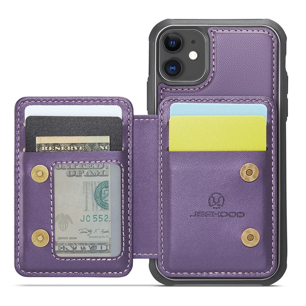Jeehood iPhone 11 Skal med Avtagbar Magnetisk Kortväska – Lila