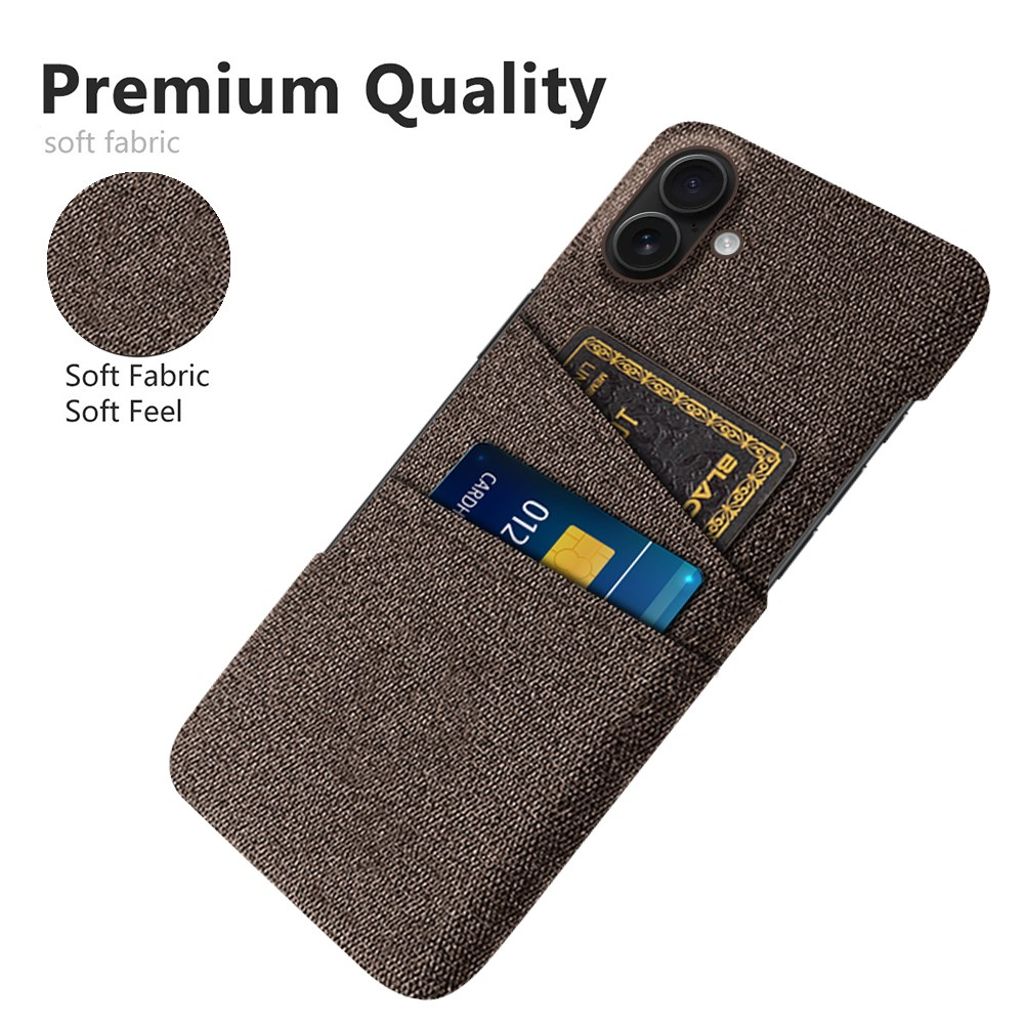 iPhone 17 Kuori, Tekstiili, 2 Korttipaikka - ruskea