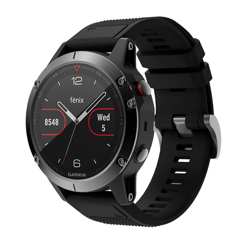 Garmin Fenix 5/Fenix 5 Plus/Fenix 6 osv. Silikonklokkerem – Svart
