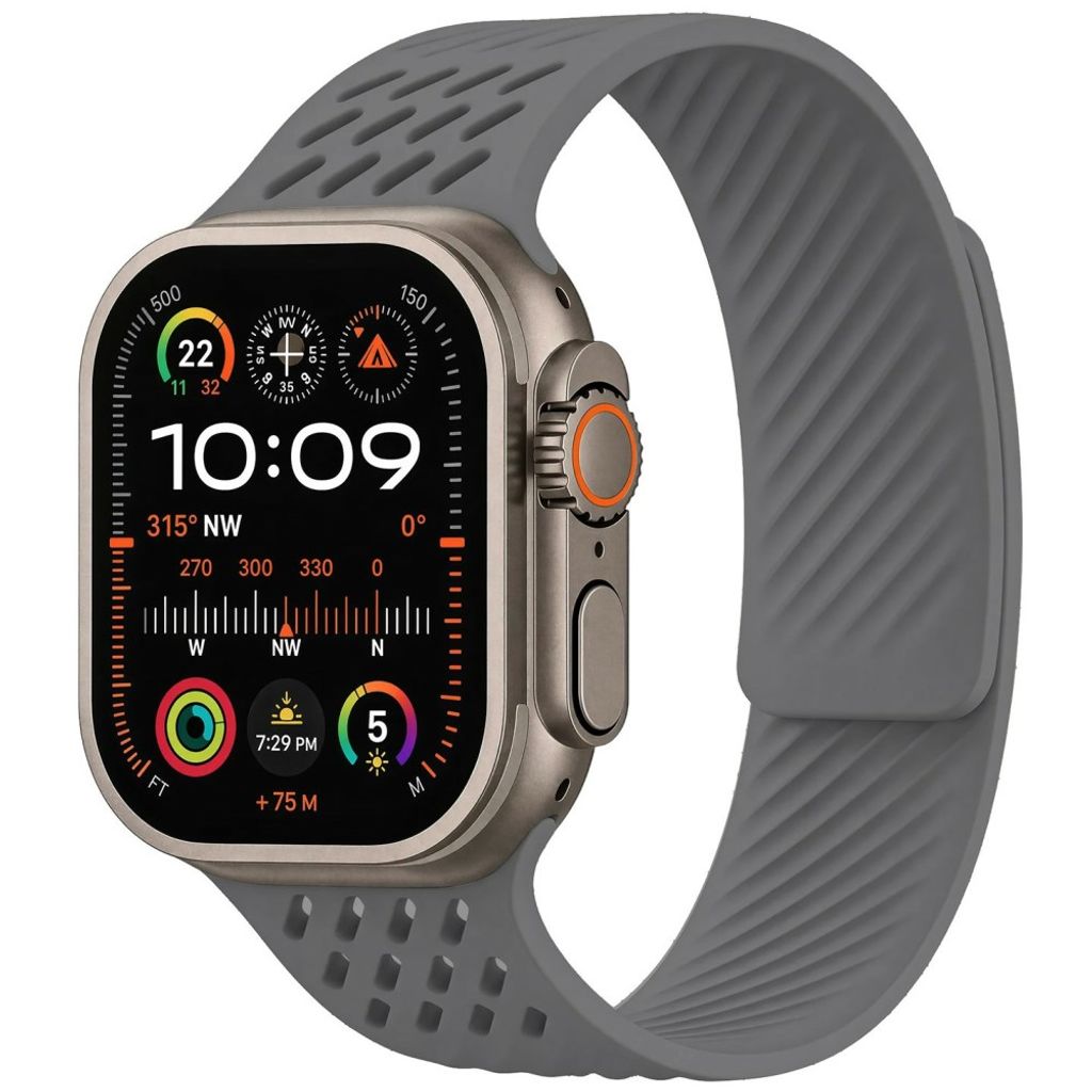 Apple Watch 49 / 46 / 44 / 42mm Silikoninen kellonranneke - Tummanharmaa