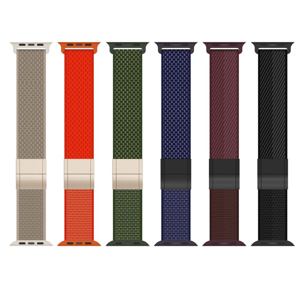 Apple Watch 49/46/44/42mm Klockarmband i Nylon Magnetisk Stängning - Mörkgrå