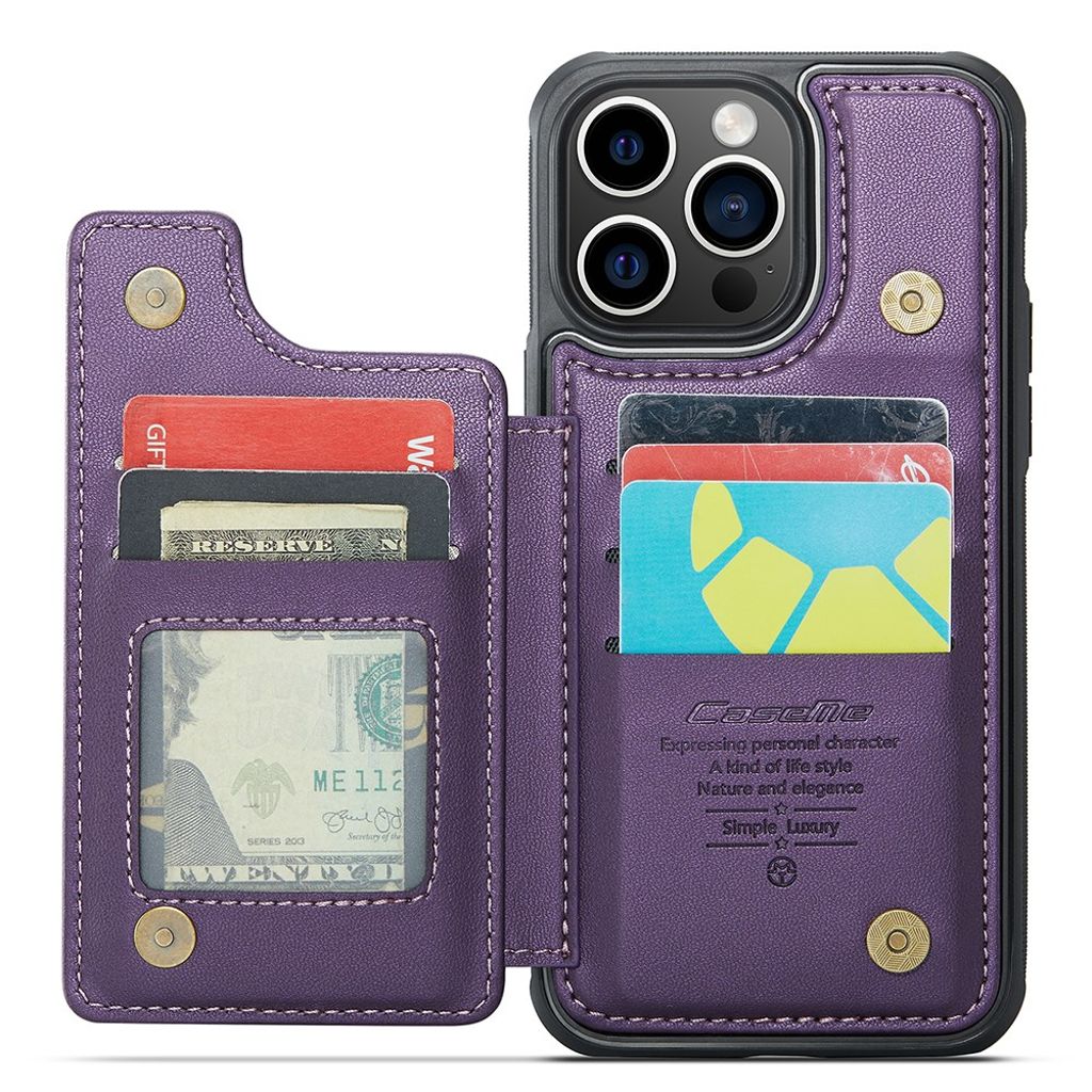 CASEME iPhone 14 Pro Max Wallet Case RFID Blocking - Purple