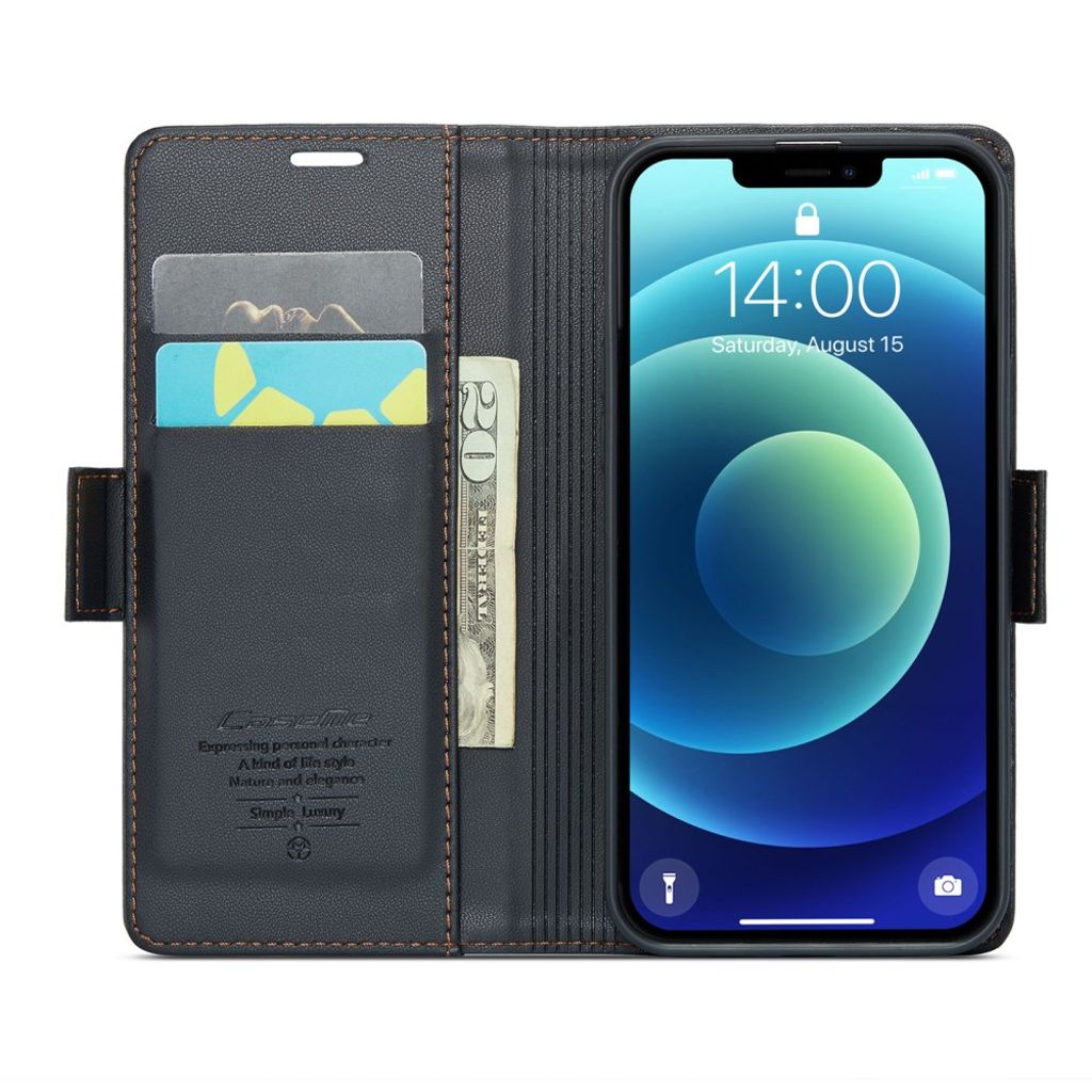 CASEME iPhone 12 Mini Wallet Cover with Stand - Black