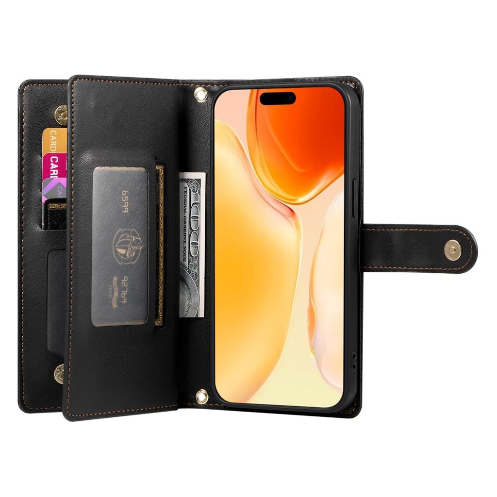 iPhone 17 Lompakkokotelo Kantohihna - musta
