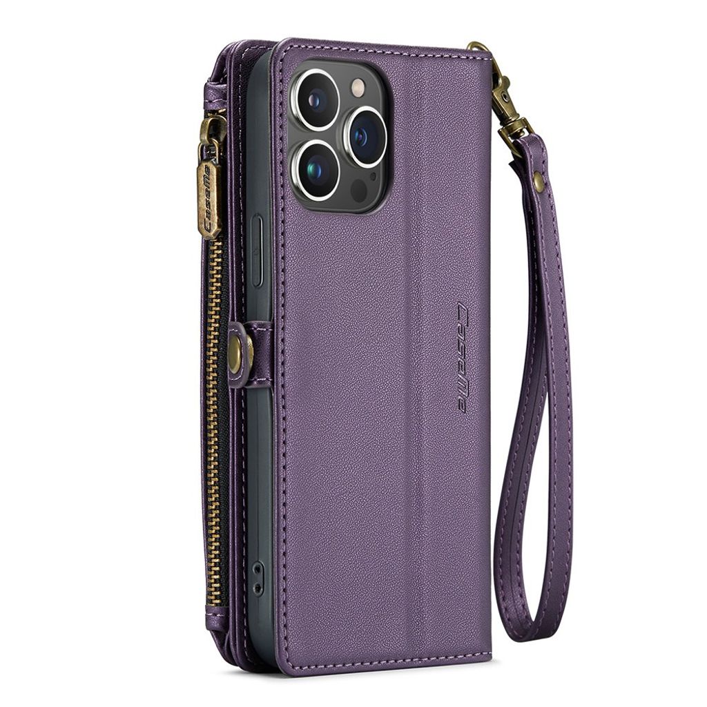 CASEME iPhone 14 Pro Max Plånboksskal C36 RFID-blockerande och Stativ – Lila