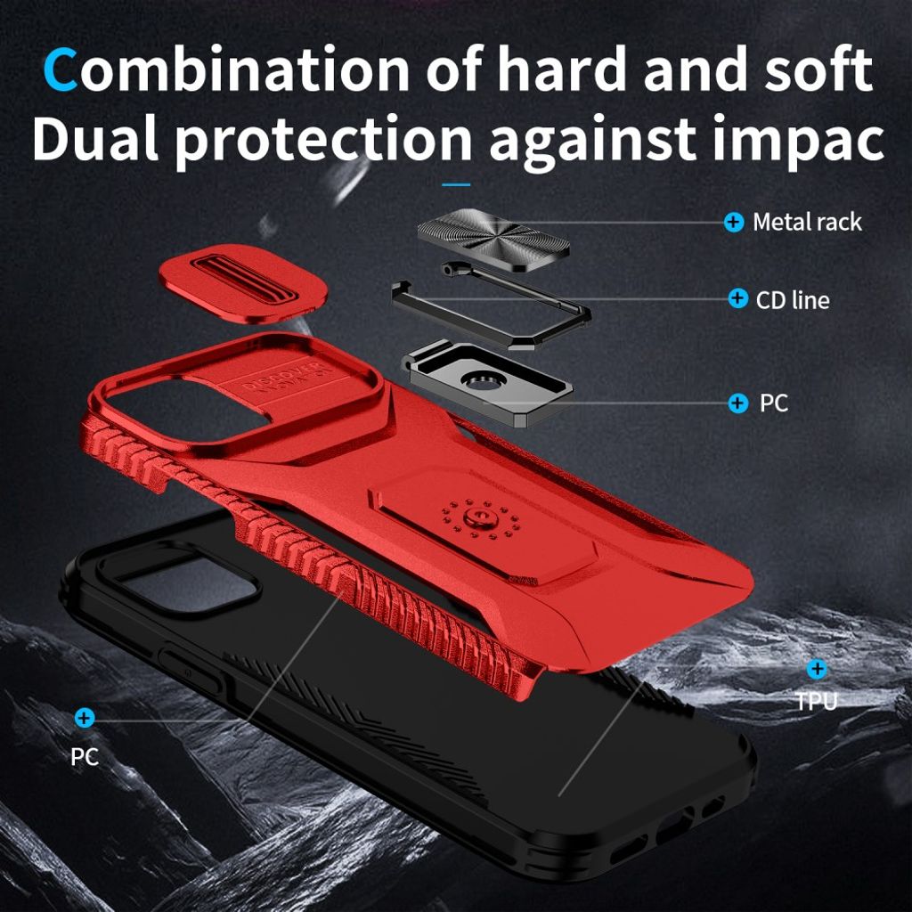 iPhone 12 / 12 Pro Skal med Stativ - Röd