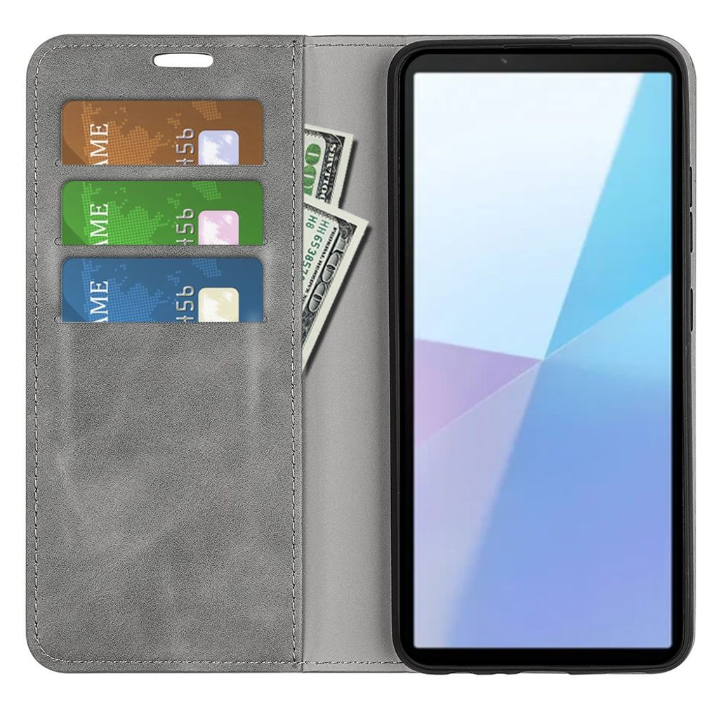 Sony Xperia 10 VII Lompakkokotelo Keinonahka – Harmaa