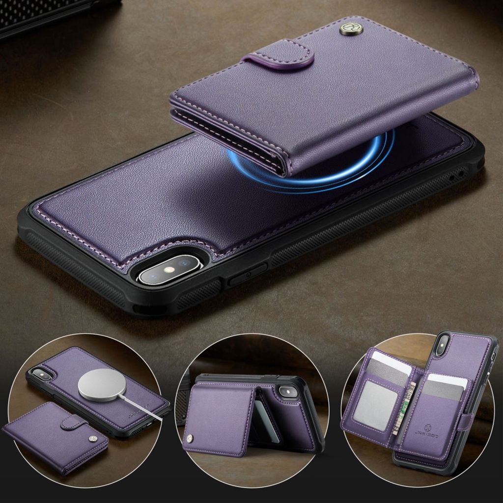 JEEHOOD iPhone XS Max Cover RFID-blokerende Kortholder – Lilla