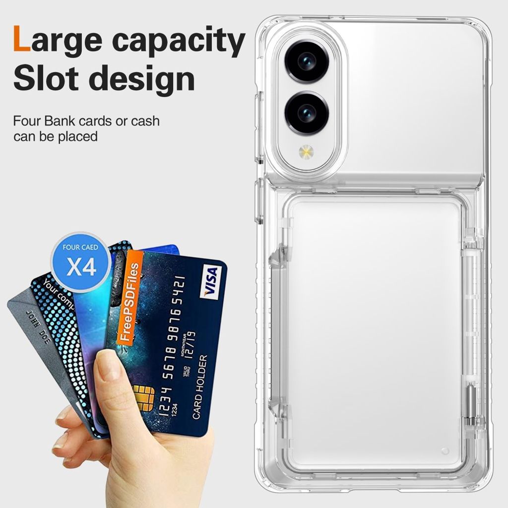 Samsung Galaxy S25 Edge Cover Kortholder/Stativ - Gennemsigtig