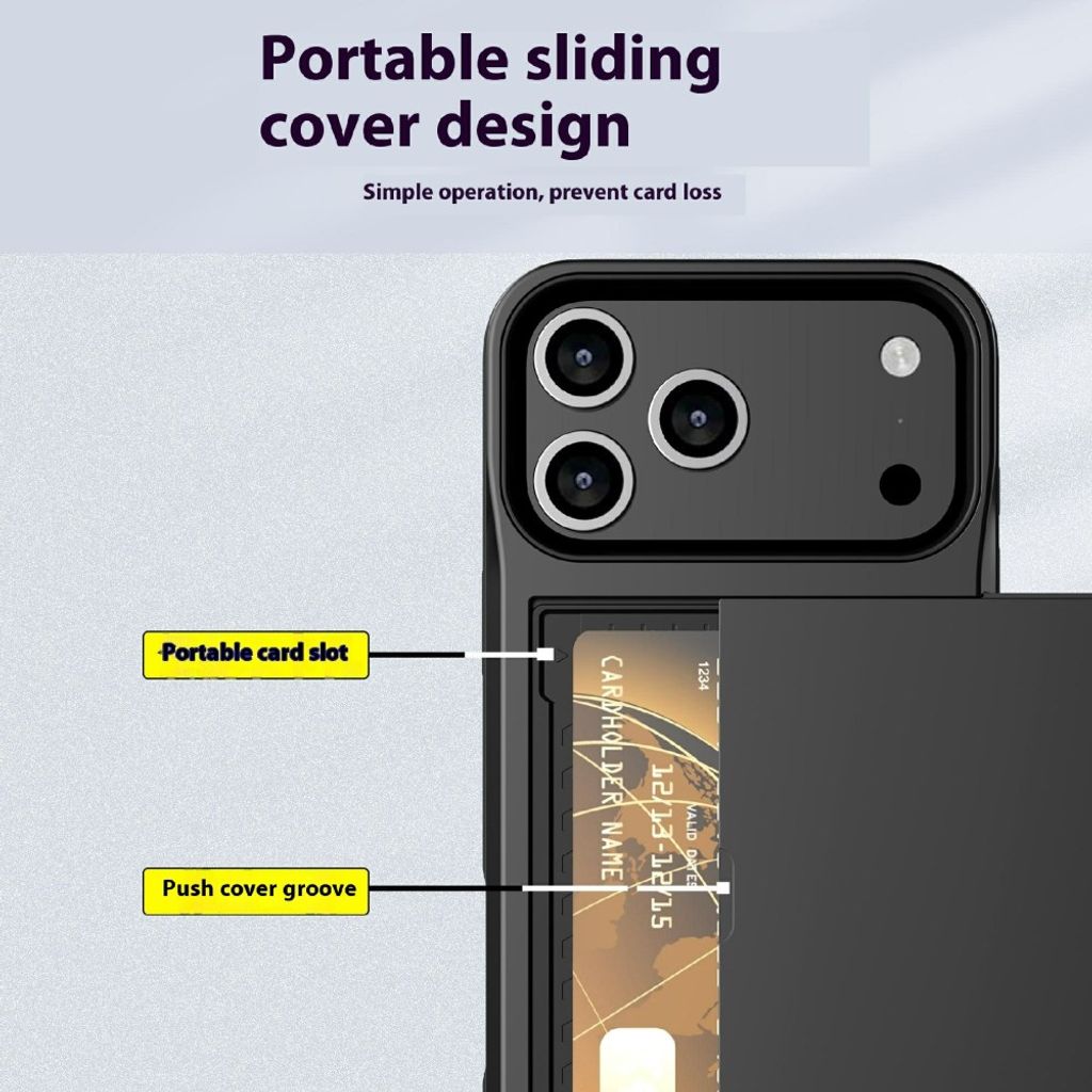 iPhone 18 Pro / 17 Pro Deksel med Kortlomme - Svart