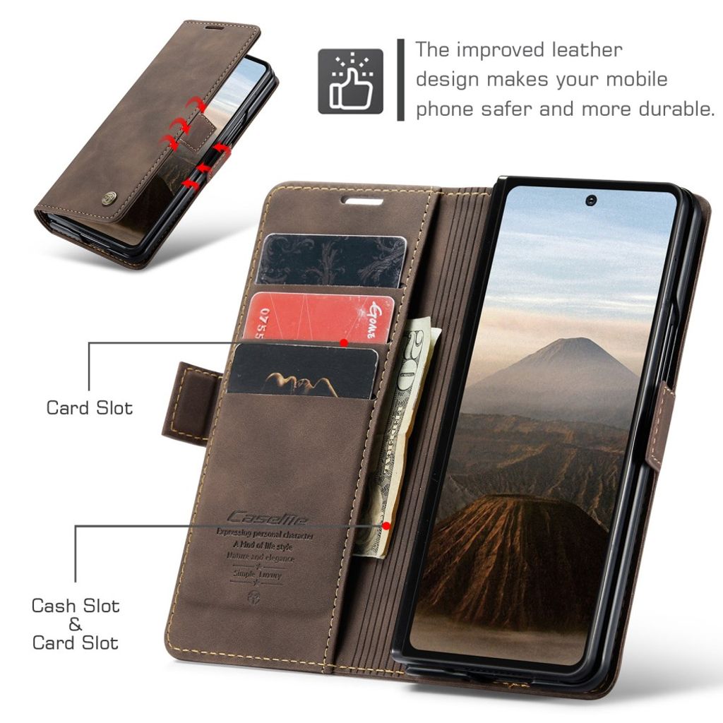 CASEME Samsung Galaxy Z Fold7 5G Plånboksfodral - Brun