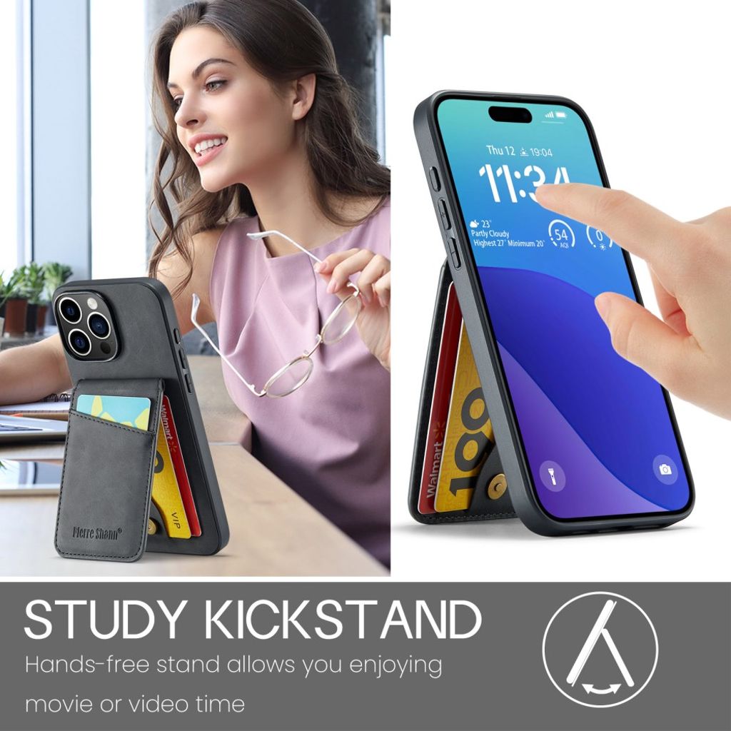 FIERRE SHANN iPhone 16 Pro Deksel med Kortspor - Svart