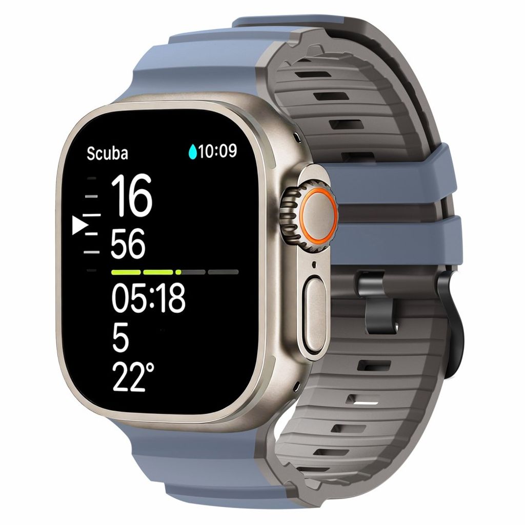 Apple Watch 49/46/44/42mm Tvåfärgat Klockarmband Silikon - Blå/Grå