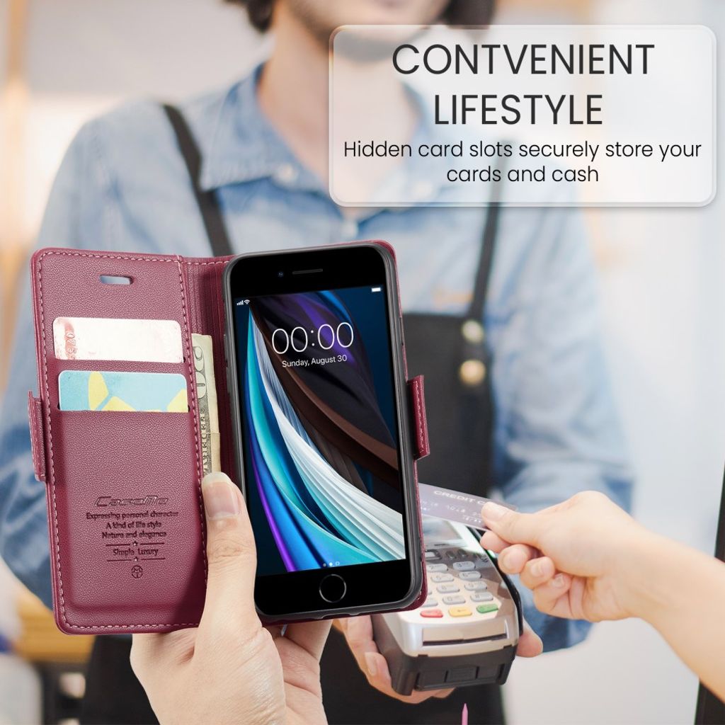 CASEME iPhone 6/6s/7/8/SE 2020/2022 Etui med Kortplads - Rød