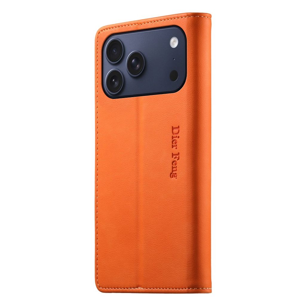 DIERFENG iPhone 18 Pro Max/17 Pro Max Lommeboketui RFID-blokkerende - Oransje