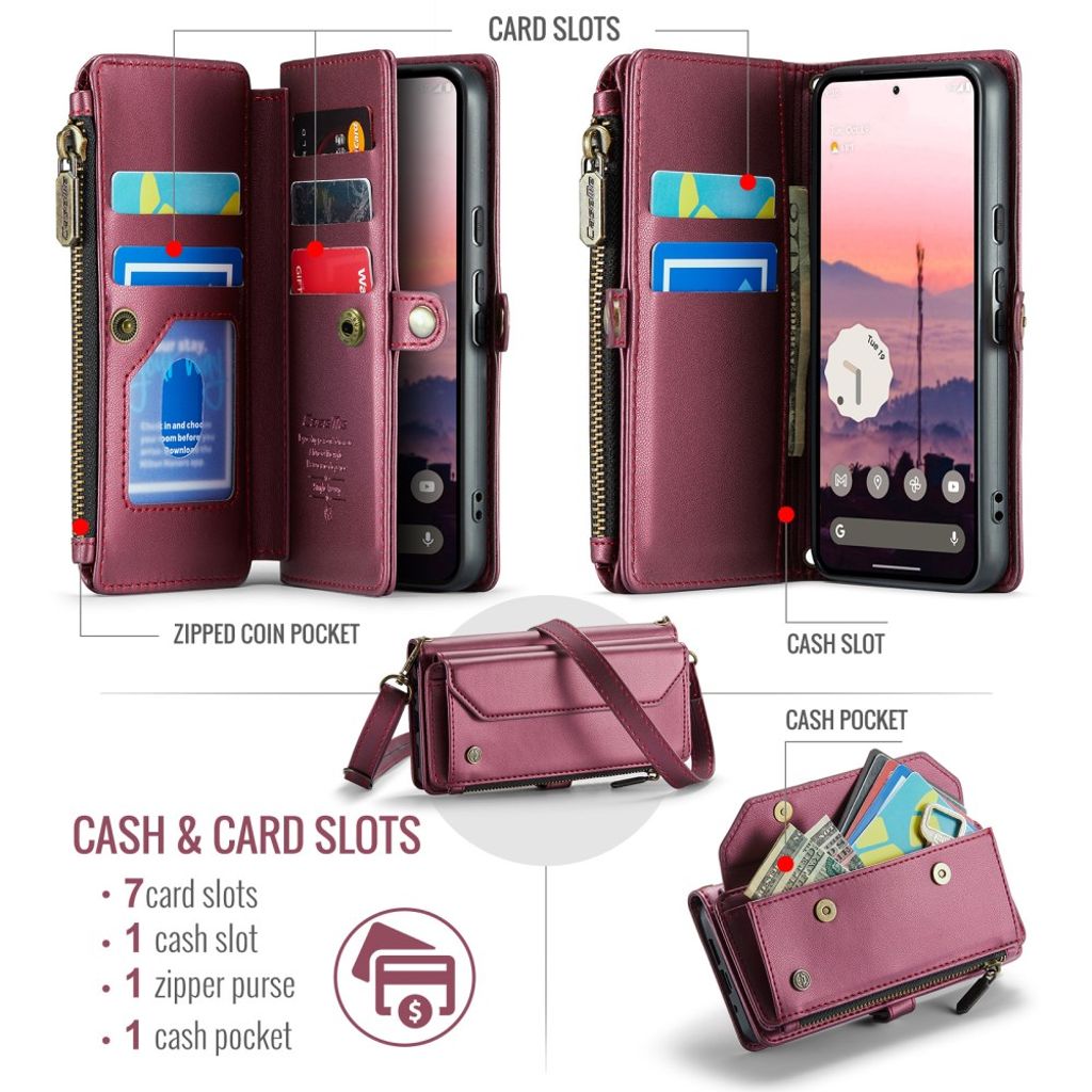 CASEME Google Pixel 10 Pro / Pixel 10 Cover with 10 Card Slots - Red