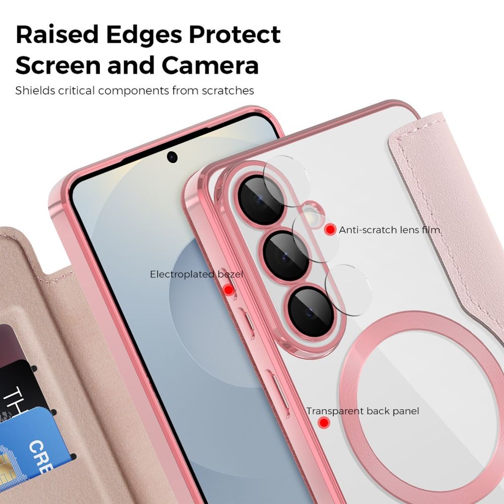 Samsung Galaxy S26 Plus Lommeboketui med RFID-blokkering – Rosa