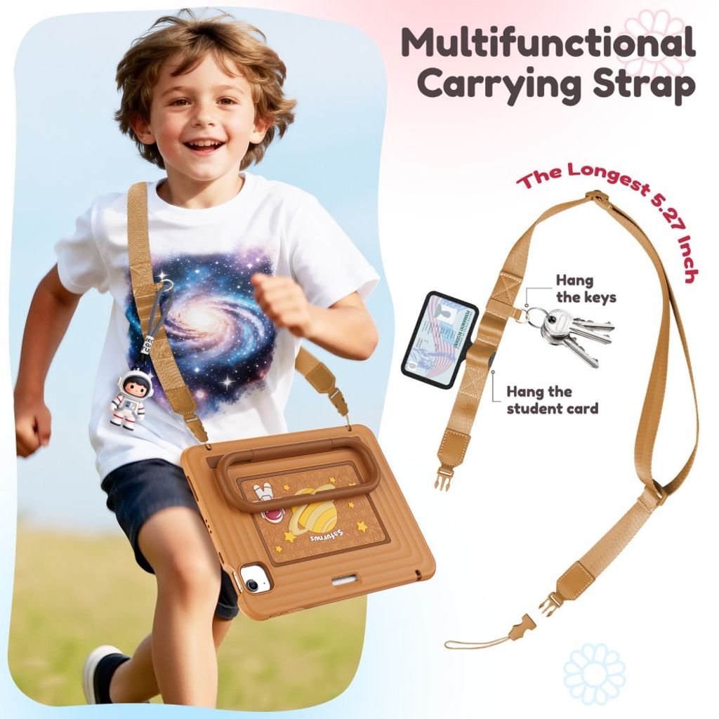 Lasten kuori jalustalla iPad Airille/Prolle 11" - ruskea