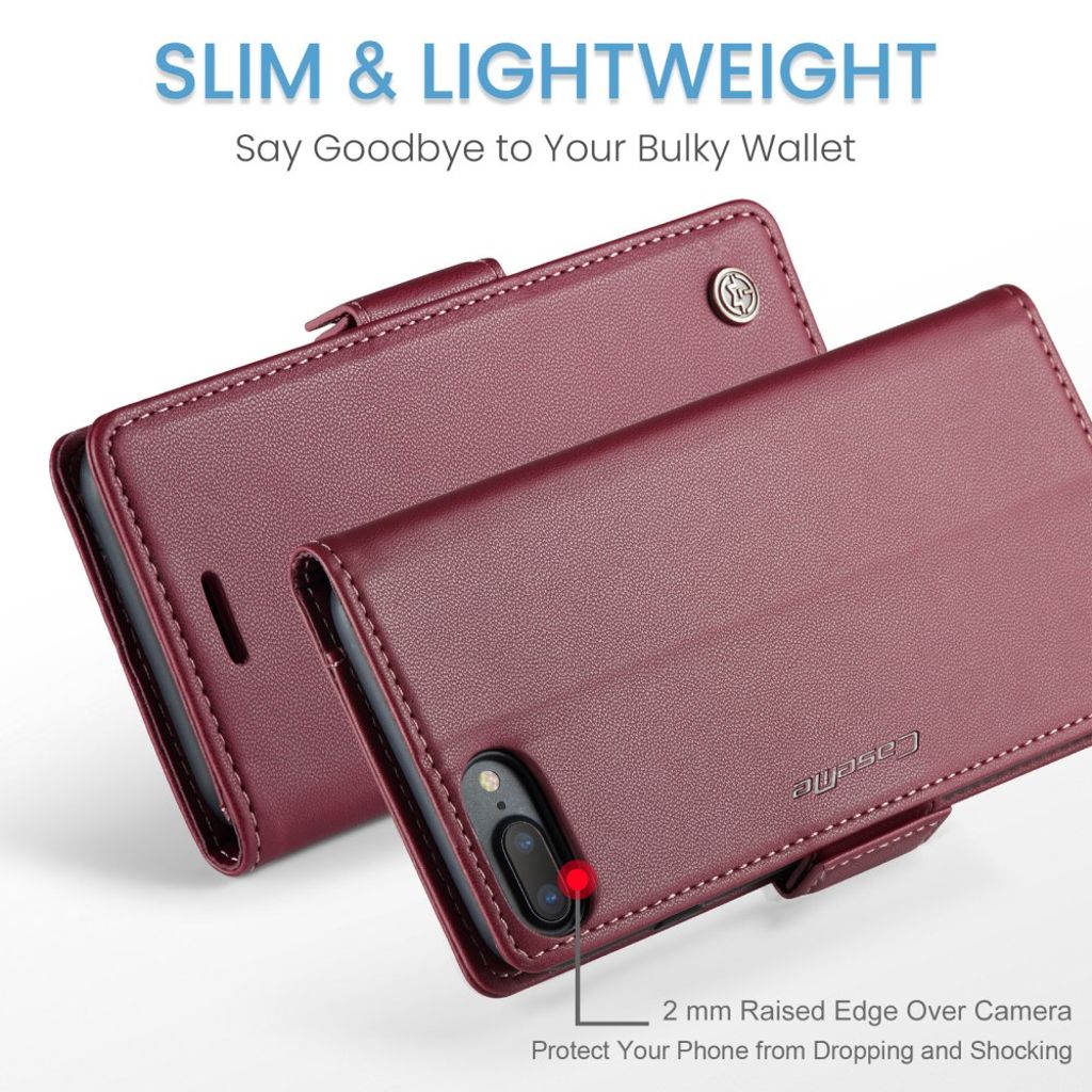 CASEME iPhone 6 Plus/6s Plus/7 Plus/8 Plus Kotelo Korttipaikka - Punainen