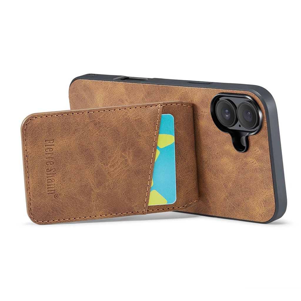 FIERRE SHANN iPhone 16 Case with Stand - Brown