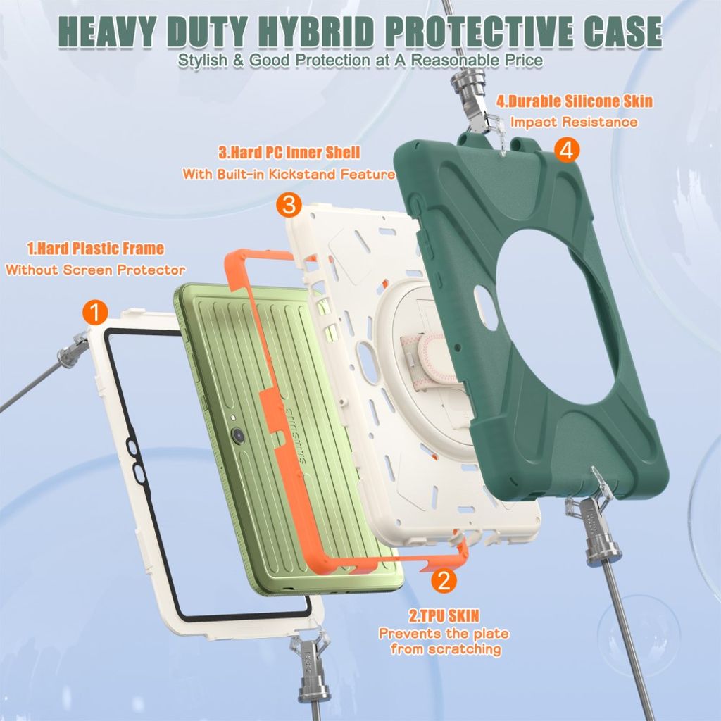 Samsung Galaxy Tab Active5 Pro/Pro/Active4 Pro Hybrid Deksel med Stativ – Smaragdgrønn