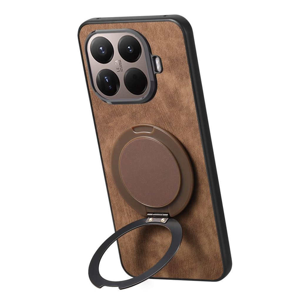 Xiaomi 17T Pro Skal i PU-läder med ringstativ - Brun