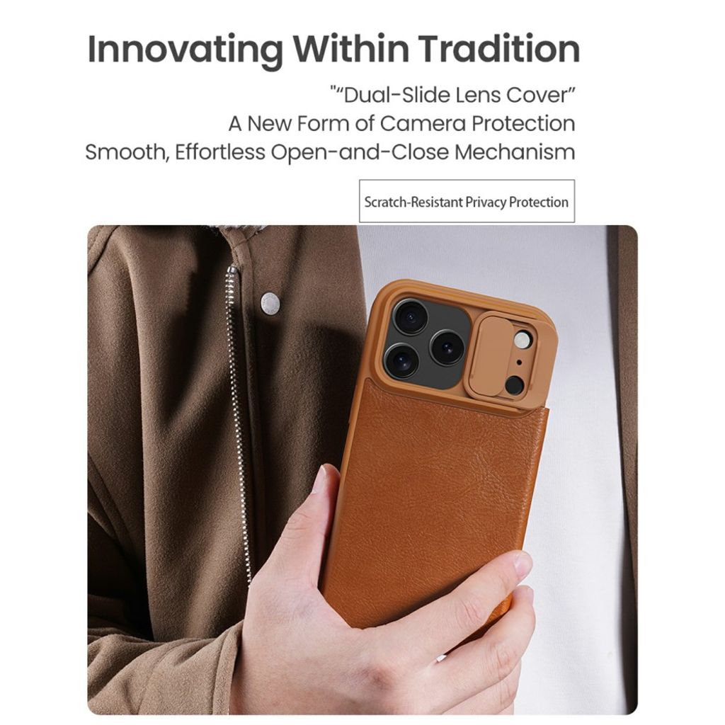 NILLKIN iPhone 18 Pro/17 Pro Kotelo Korttipaikoilla PU-nahka – Musta