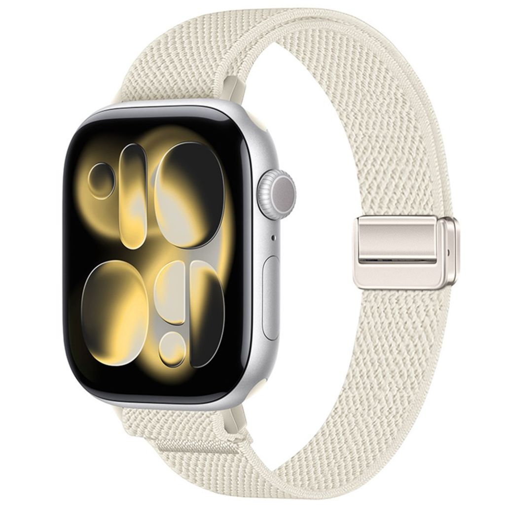 Apple Watch 49/46/44/42mm Smalt Klockarmband i Nylon - Vit