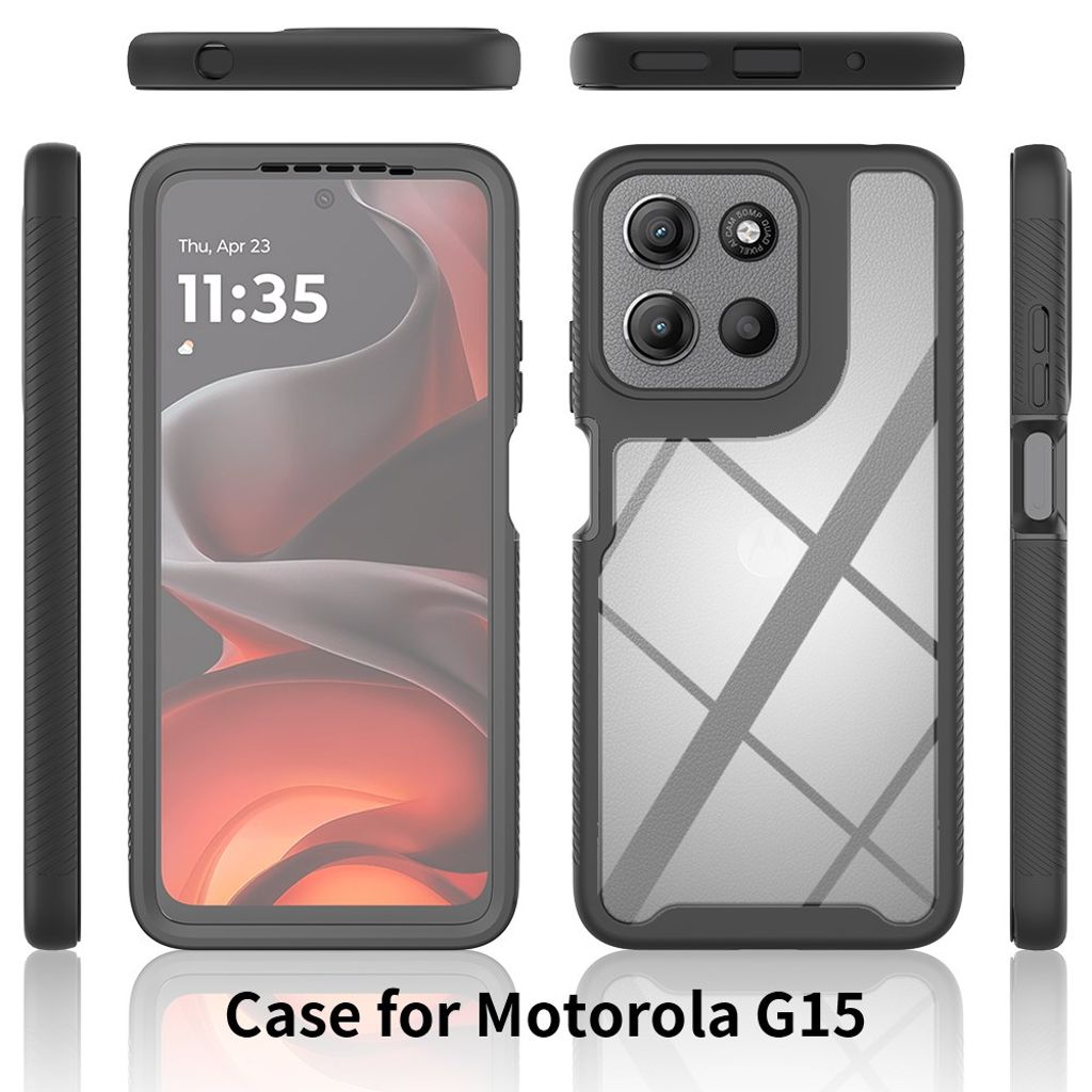 Motorola Moto E15/G15/G05 4G Skal med skärmskydd – Svart