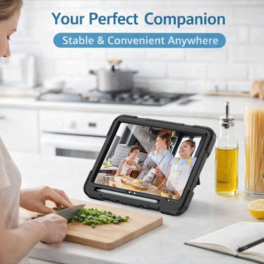 iPad A16 11" 2025/10.9" 2024 Cover med standfunktion / skulderrem / holder til styluspen - Sort