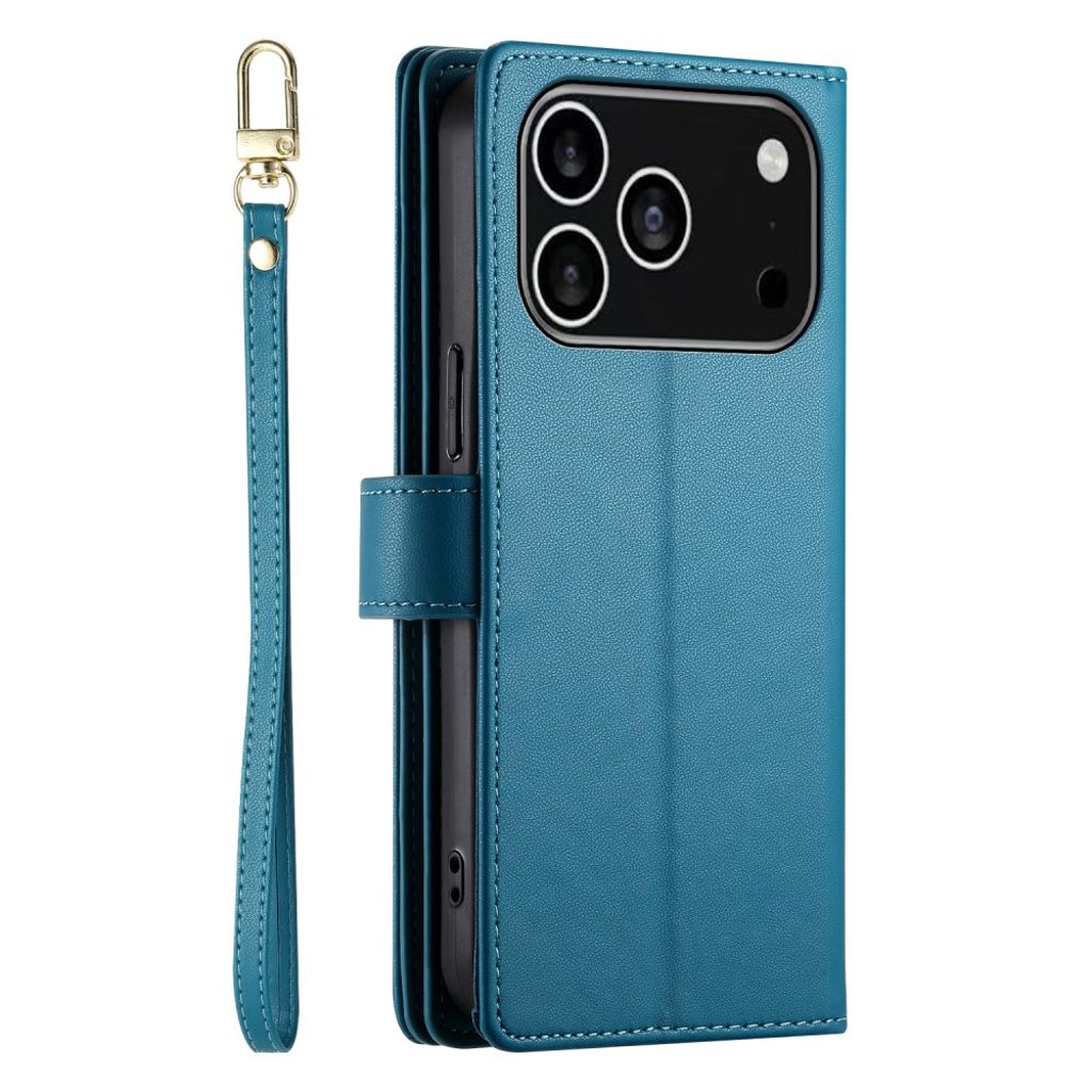 iPhone 17 Pro Lompakkokotelo Kantohihna - sininen
