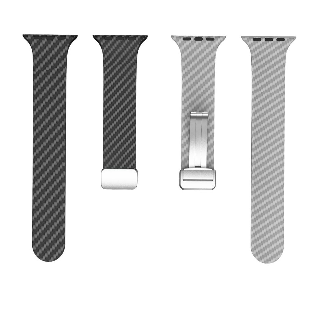 Apple Watch 42 / 41/ 40 / 38mm Klockarmband kolfibertextur - Svart/Grå