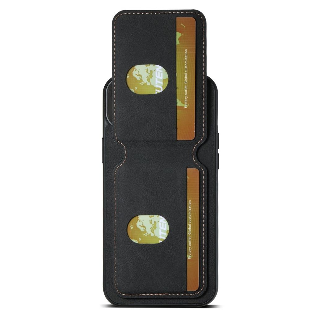 SUTENI iPhone 14 Cover Kortholder/Stativ PU Læder - Sort