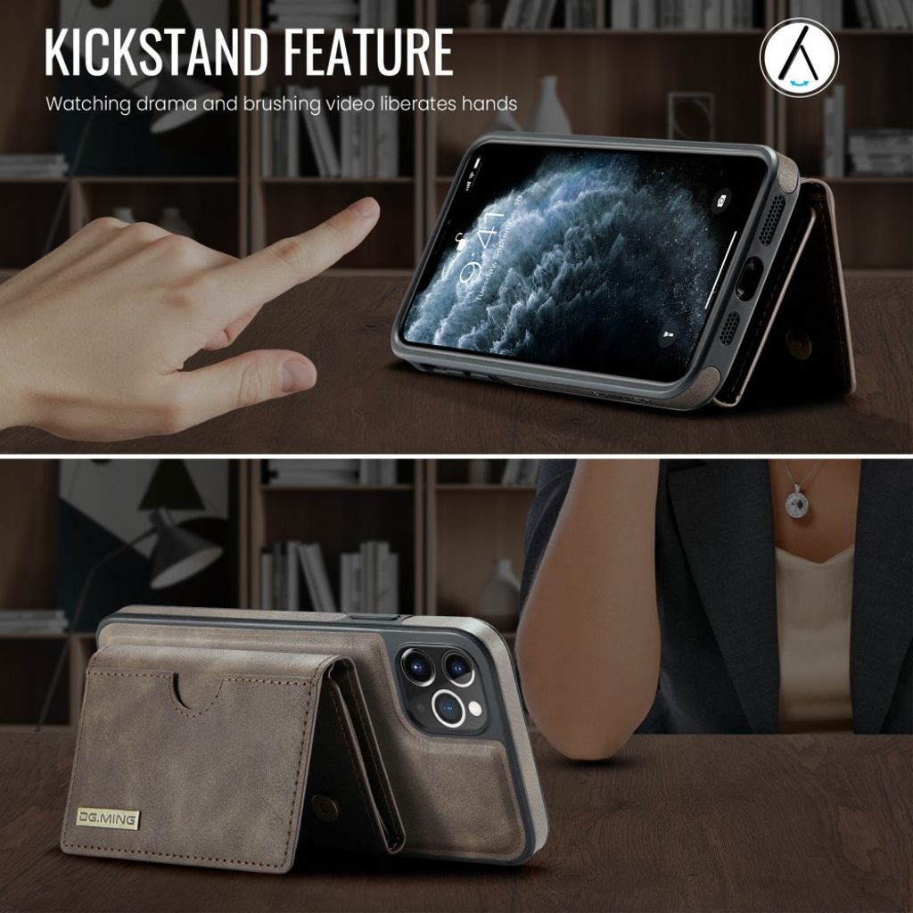 DG.MING iPhone 11 Pro Cover med Pung - Mørkebrun