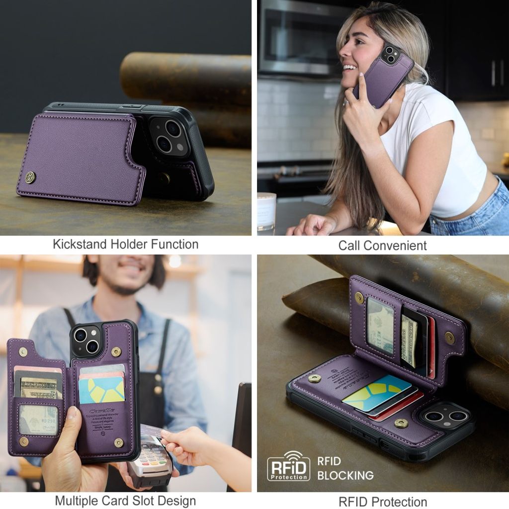 CASEME C22 iPhone 14 Plus Lompakkokuori RFID-estävä – Violetti