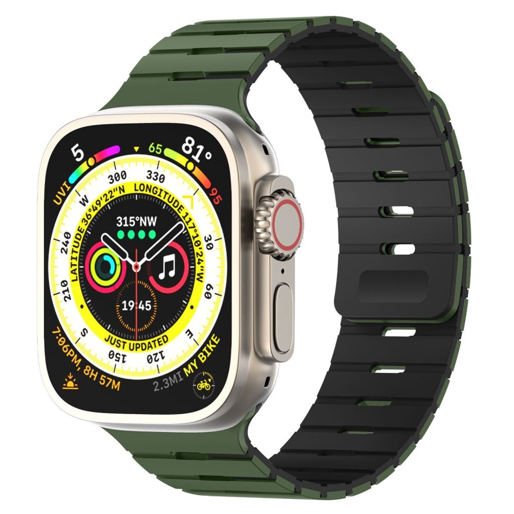 Apple Watch 49/46/44/42mm Tvåfärgat Klockarmband Silikon - Armégrön/Svart