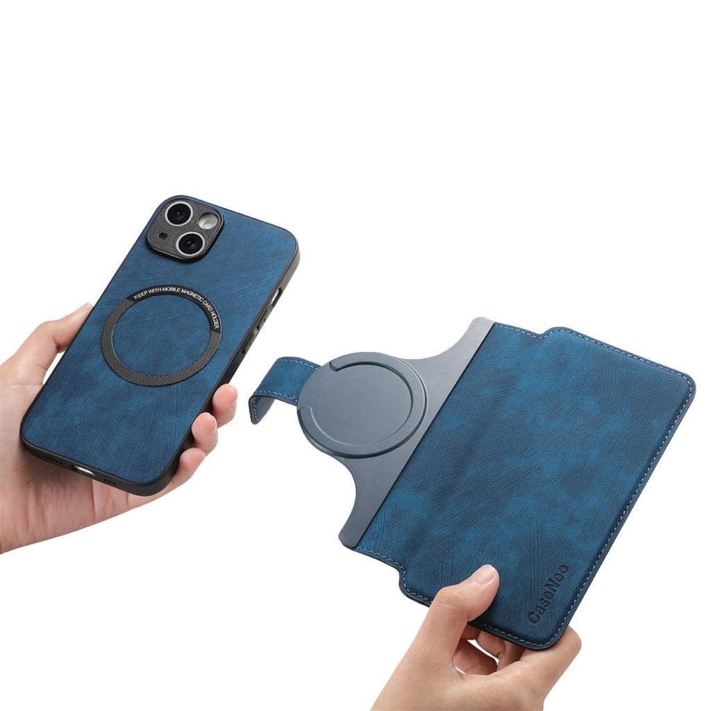 CASENEO iPhone 13 Lompakkokotelo Irrotettavalla - Tummansininen