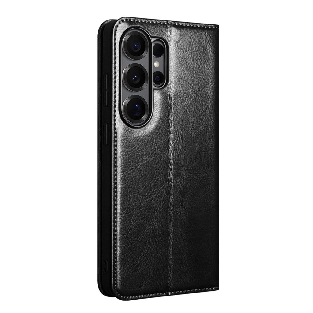 QIALINO Samsung Galaxy S26 Ultra Lommeboketui i Ekte Skinn - Svart