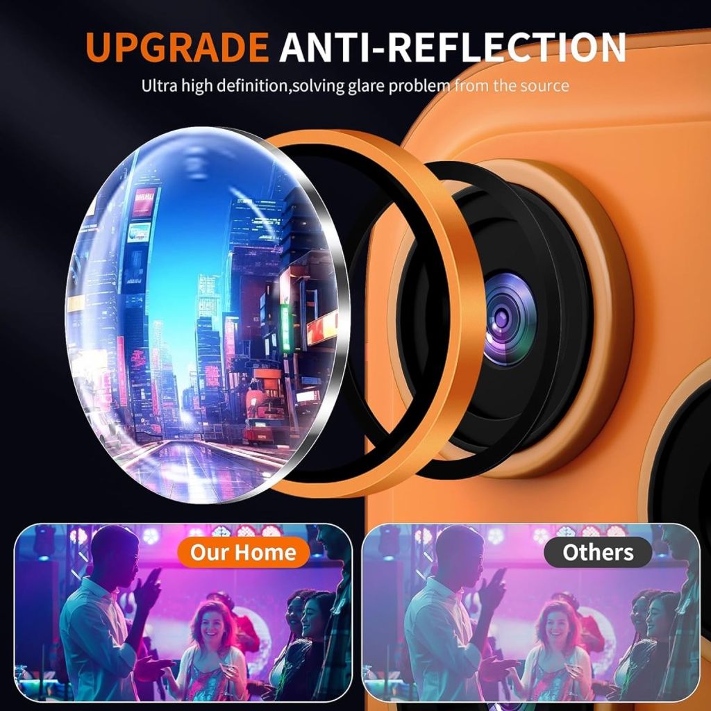 iPhone 18 Pro Linsskydd Härdat Glas Metal Ring - Orange