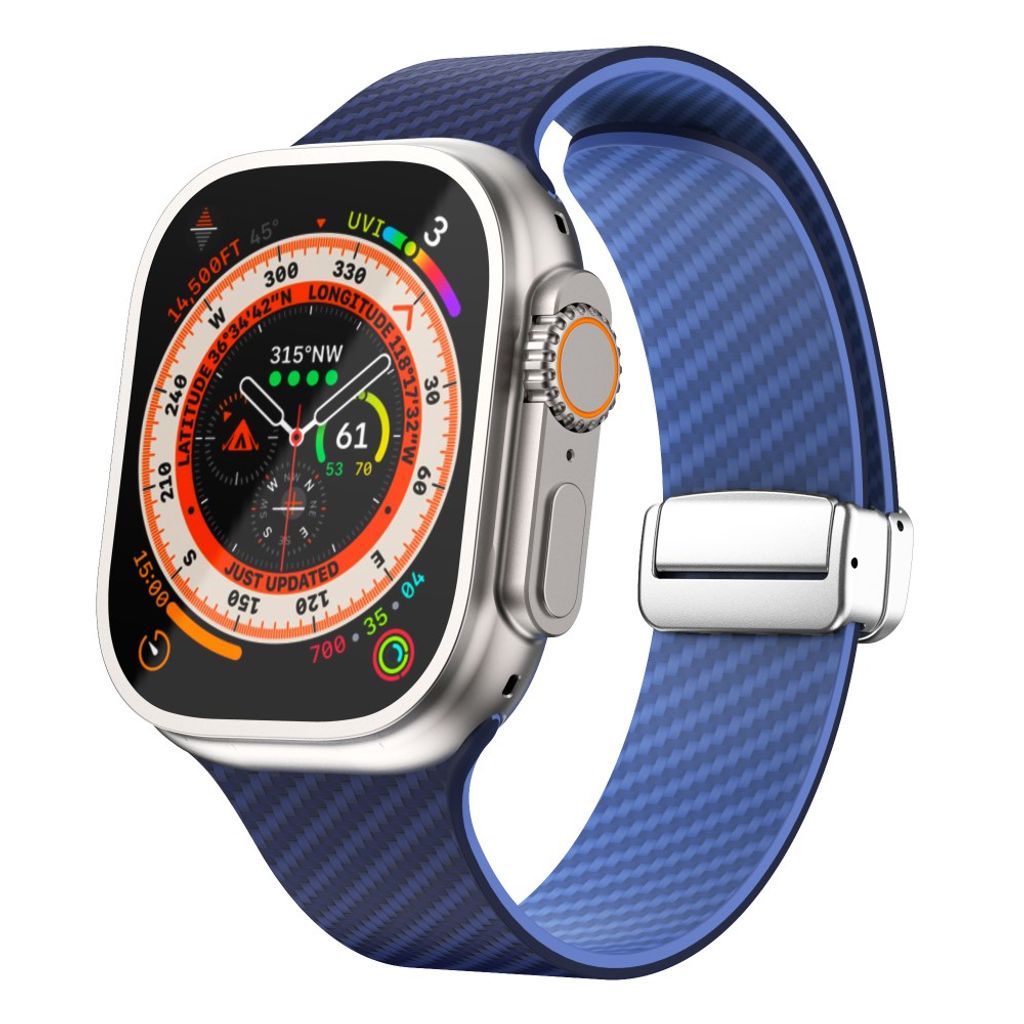 Apple Watch 49 / 46 / 44 / 42mm Klockarmband kolfibertextur - Blå