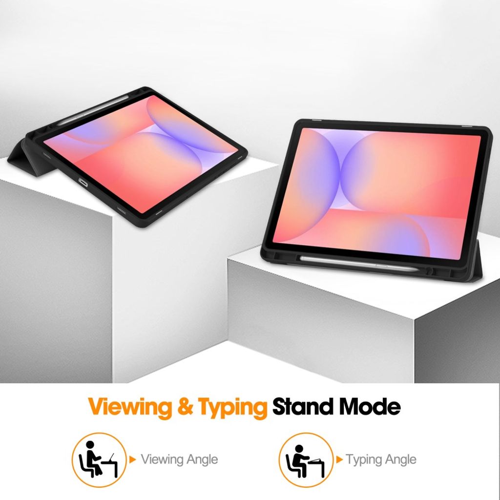 Samsung Galaxy Tab S10 Lite Etui med Stativ og Pennespor - Svart