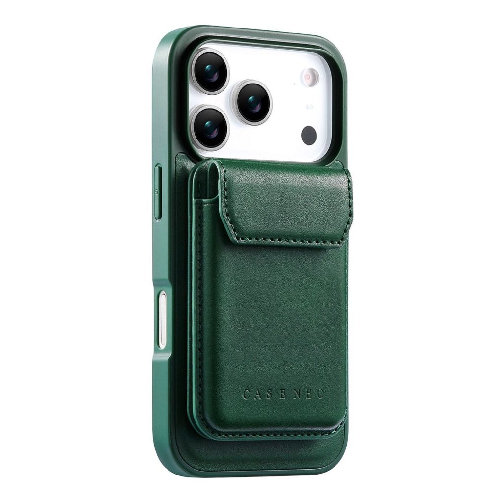 CASENEO iPhone 18 Pro/17 Pro Deksel MagSafe Avtakbar Kortholder - Grønn