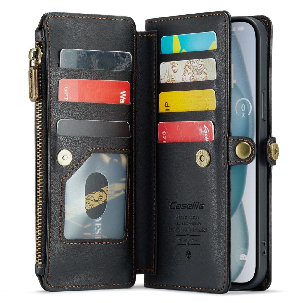 CASEME iPhone 15 Plus Etui med 10 Kortplads - Sort