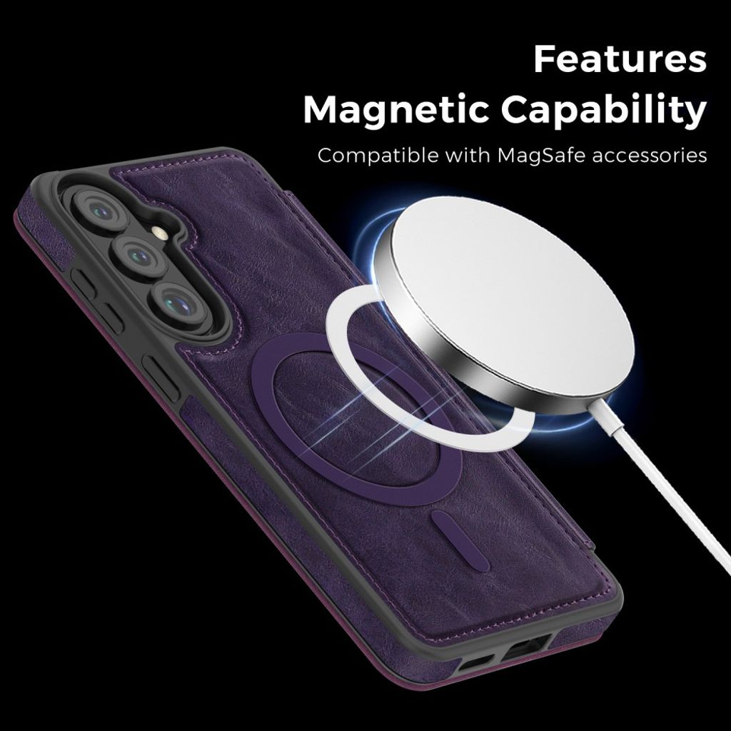 Samsung Galaxy S26 Plus MagSafe Lompakkokotelo - Tummanvioletti