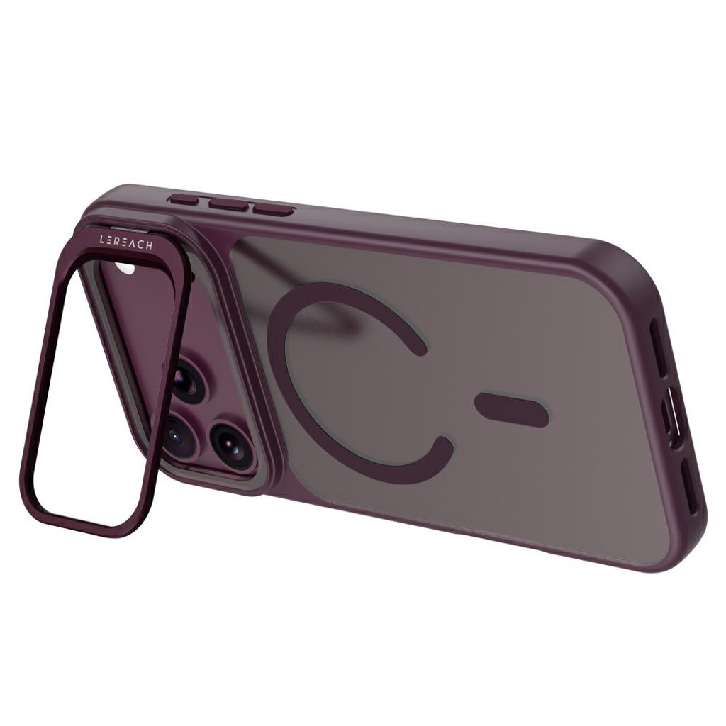 LEREACH iPhone 18 Pro Max/17 Pro Max MagSafe Kuori jalustalla - Cherry Red